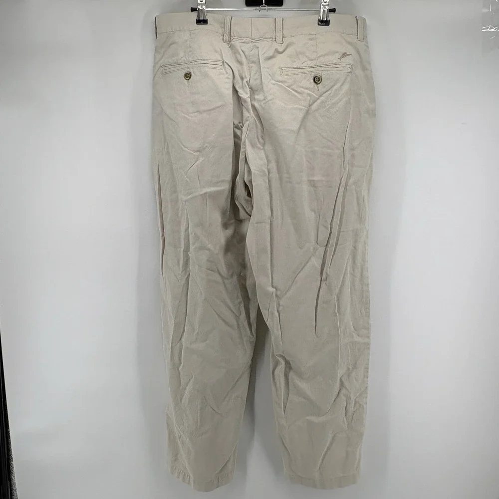 Tommy Bahama Mens 36x32 (Fits 36x31) Khaki Chino Pants Flat Front Casual